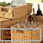 Baskets for storing wine and dishes