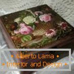 Brown box with decoupage