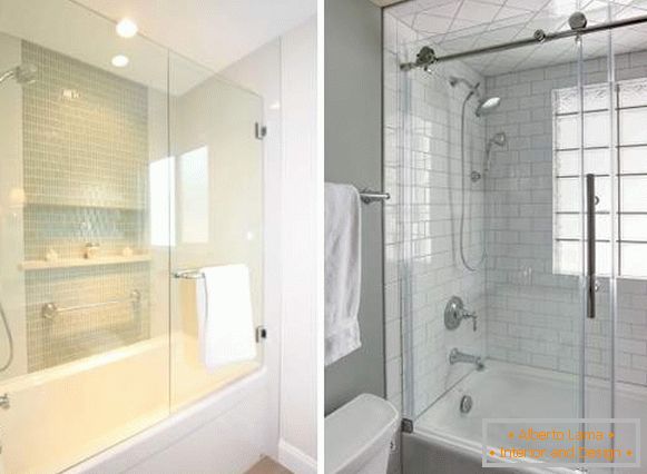 Sliding and pendulum glass doors for bath