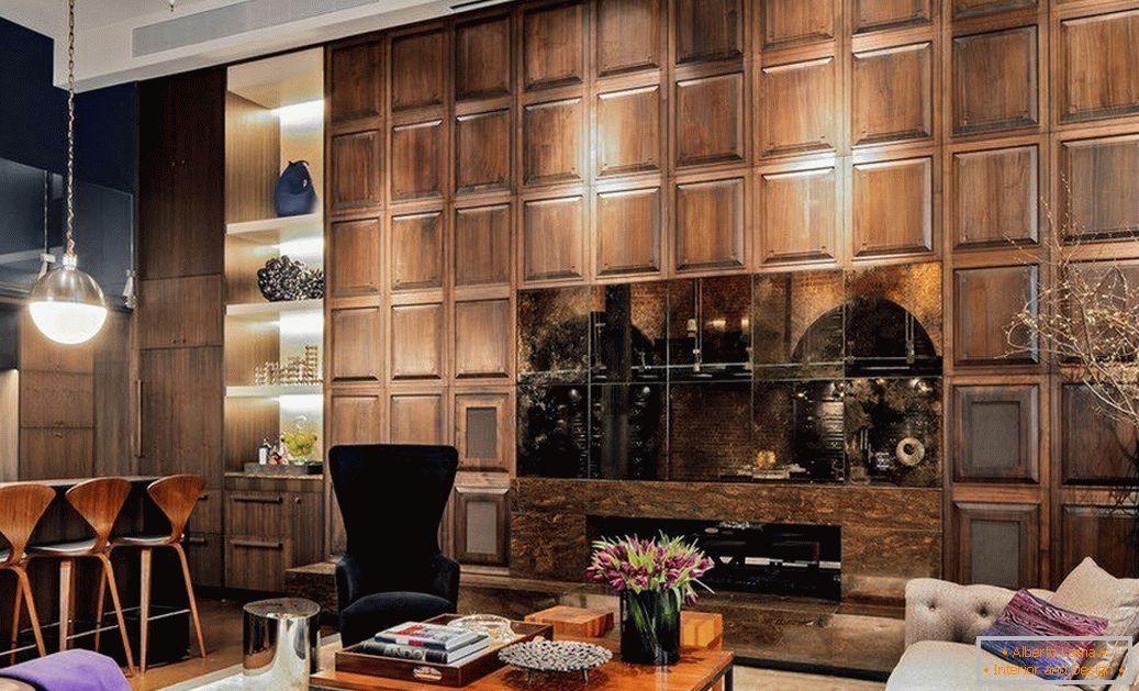Wall panels made of wood in the interior