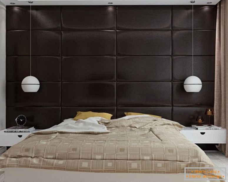 Leather panels in the interior of the bedroom