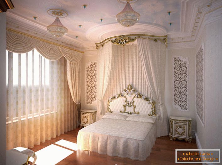 Modern bedroom in Baroque style.