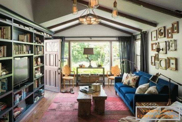 Living room in boho style in a private house