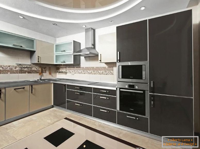 Black and beige kitchen set