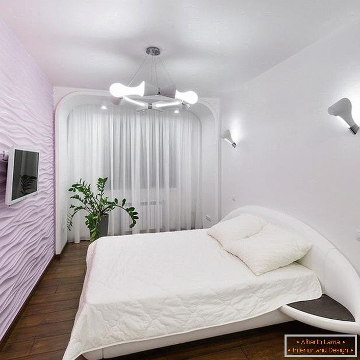 Pink color for a bedroom in high-tech style