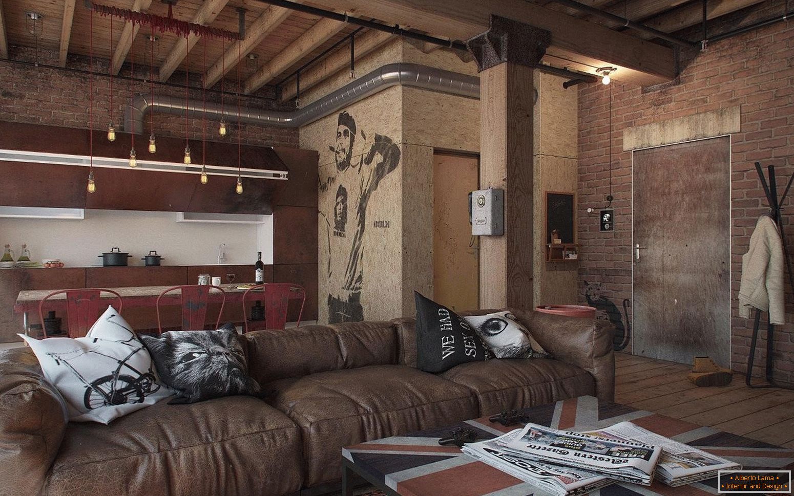 Studio apartment in loft style