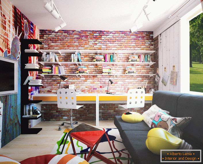 Children's room in the loft style is a unique solution for a modern teenager.