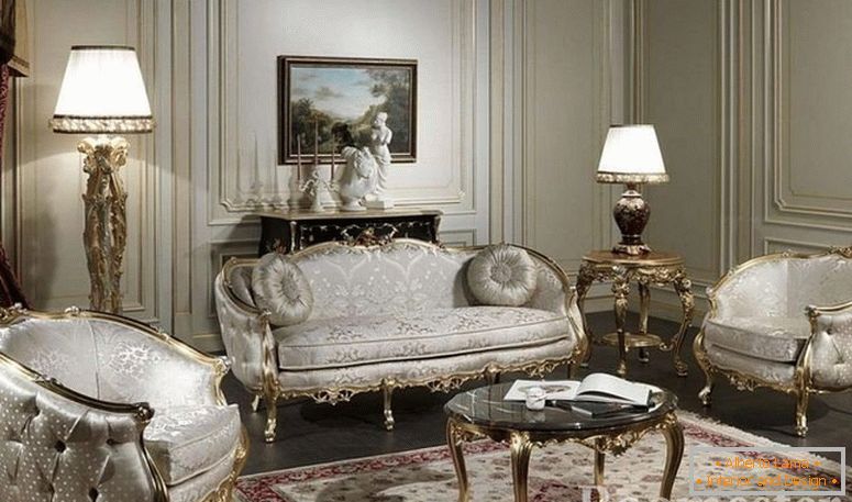 Room with luxurious light furniture and gilding