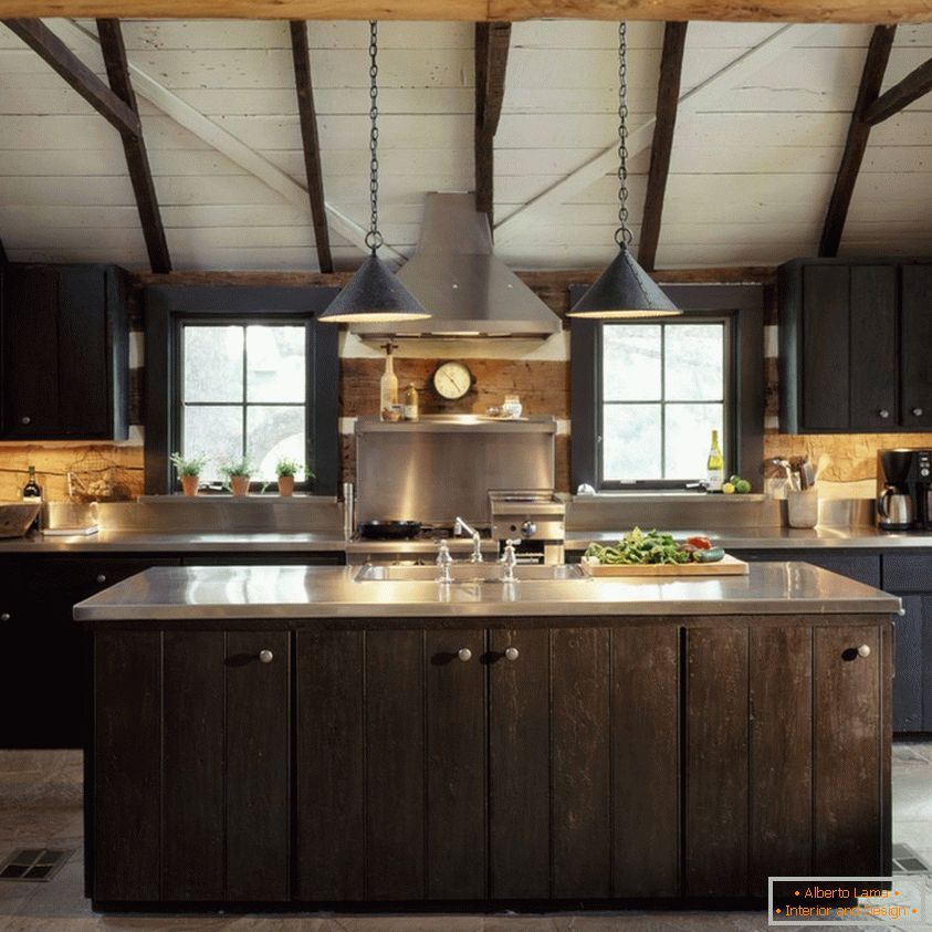 Attractive rustic style in the interior of the kitchen