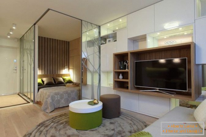 Interior of a stylish one-room apartment