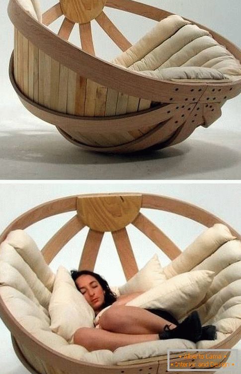 Stylish armchair in wood and soft seats