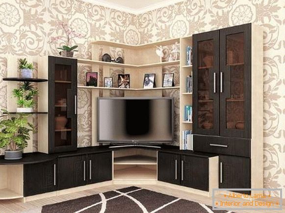 modular wall in the living room in a modern style, photo 18