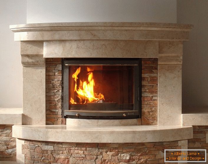 gas fireplace with marble