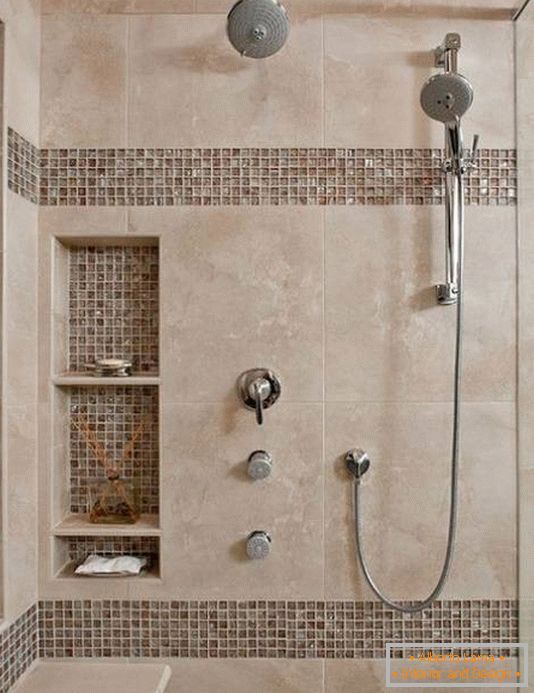 Shower with recesses