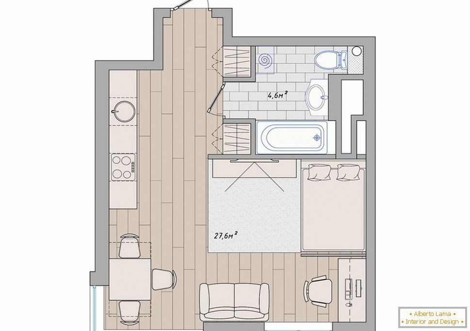 The layout of small apartments