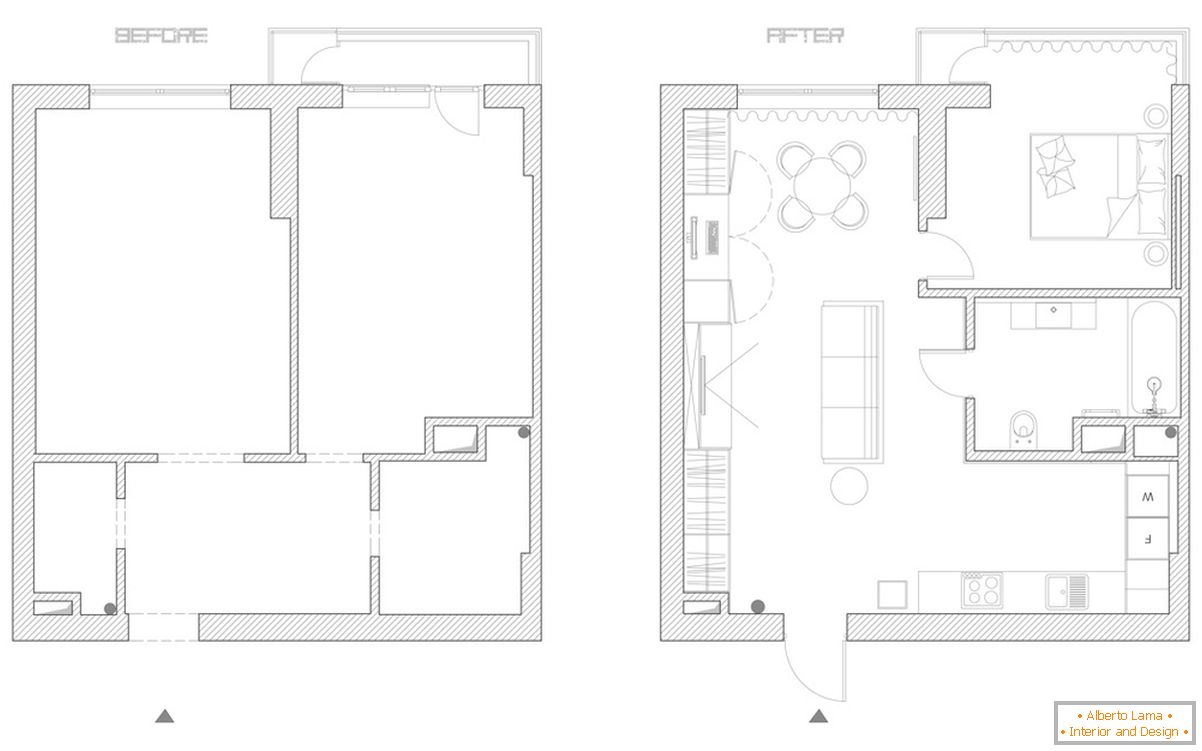 The layout of a small apartment