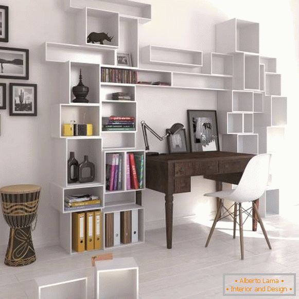 Fashionable geometric shelves for books and decor