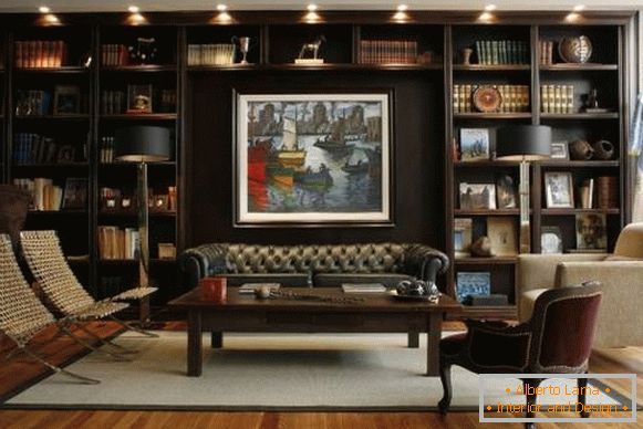 Library in the modern design of the living room