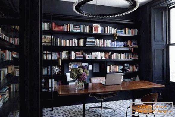 Design of home office with library
