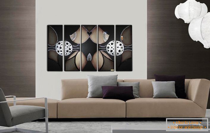 Modular paintings depicting abstract shapes and geometric shapes are great for decorating rooms in Art Nouveau, high-tech or minimalism. 
