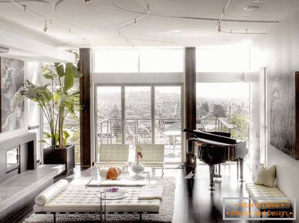 White leather couch in the interior