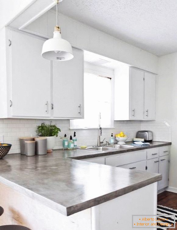 Homemade kitchen countertop made of cement