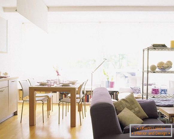 Interior of a dining room in a small apartment