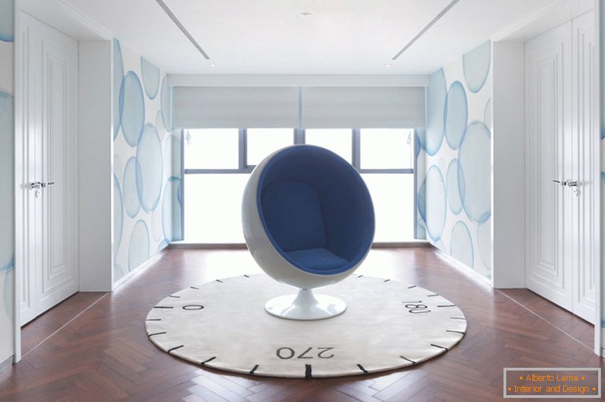 Round chair in a stylish studio apartment in Beijing
