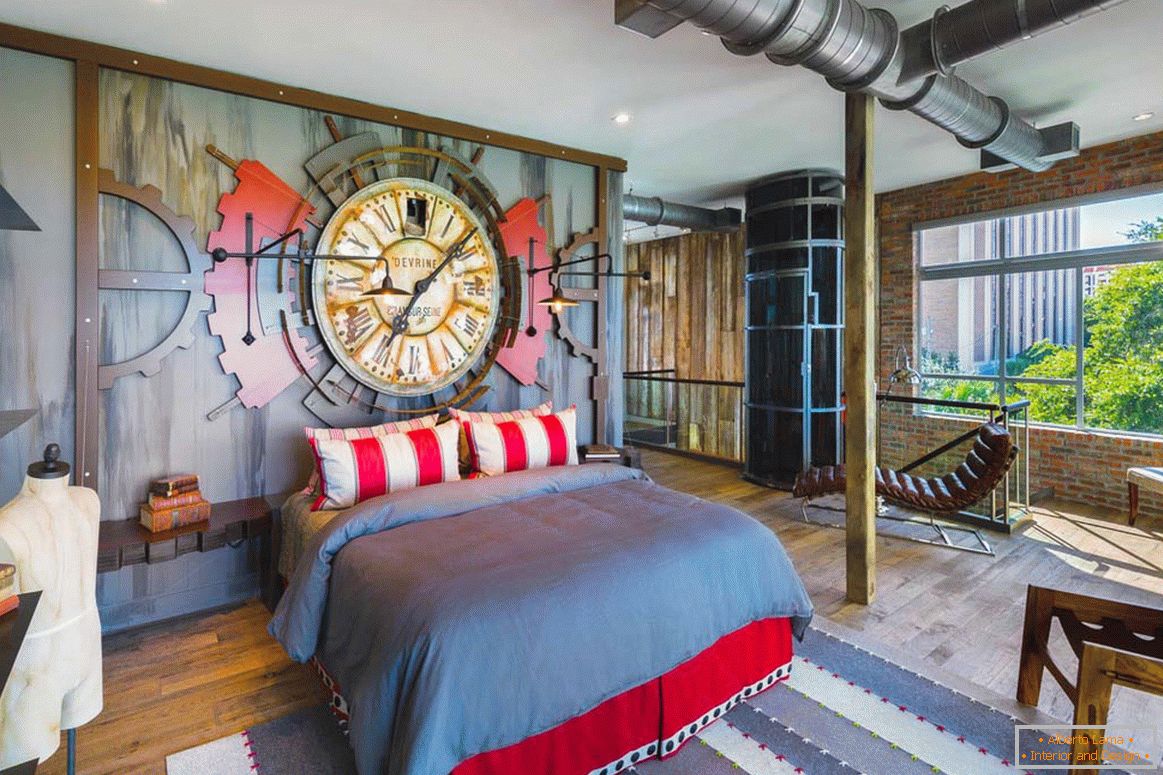 Style steampunk in the interior of the bedroom