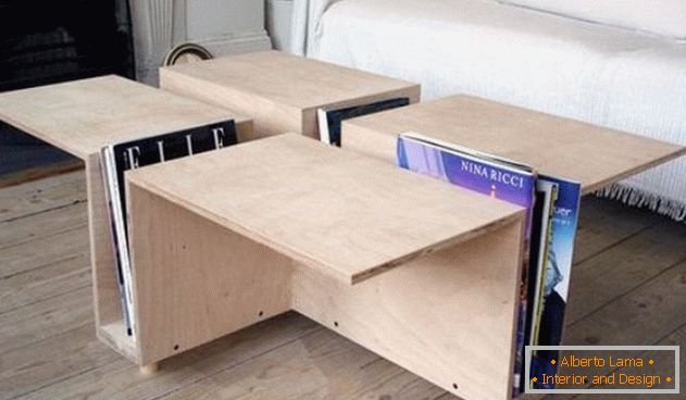 Creative table from plywood, photo