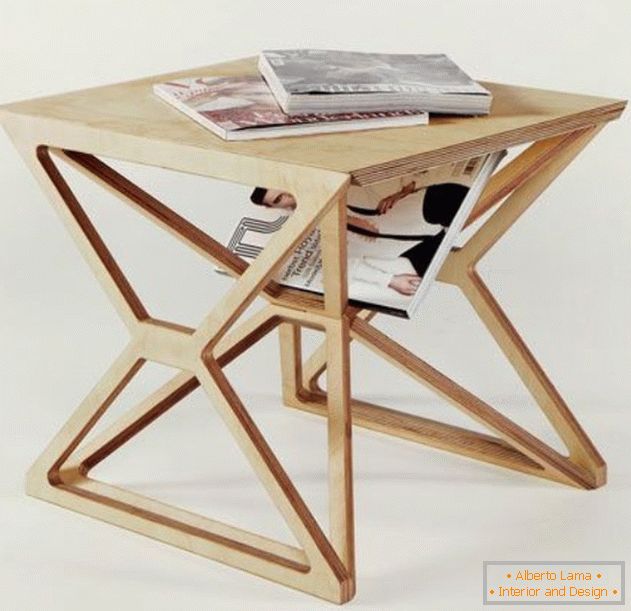 Unusual coffee table from plywood, photo