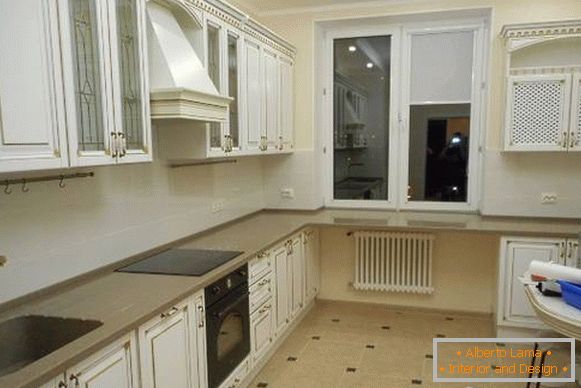 Table tops and window sills made of artificial stone - photo kitchen