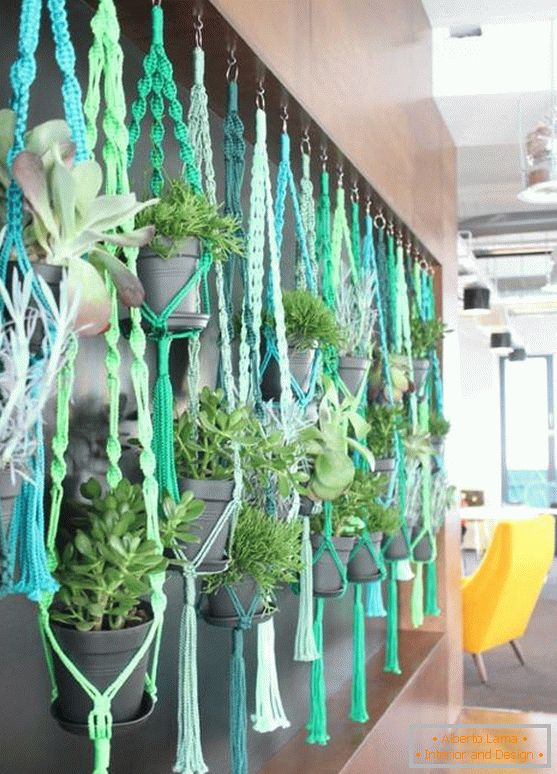 Braided decor for hanging pots with plants