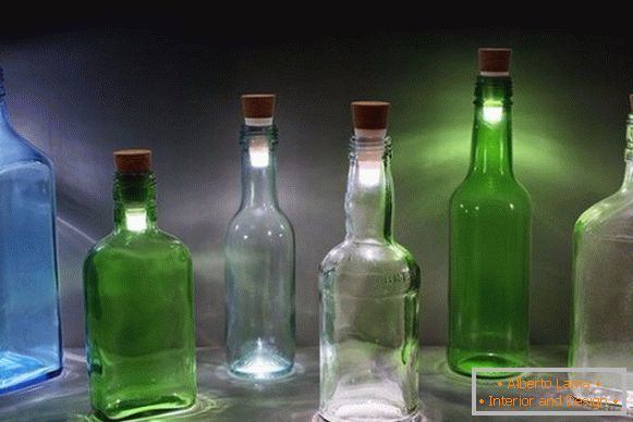 Lamps from bottles with their own hands photo