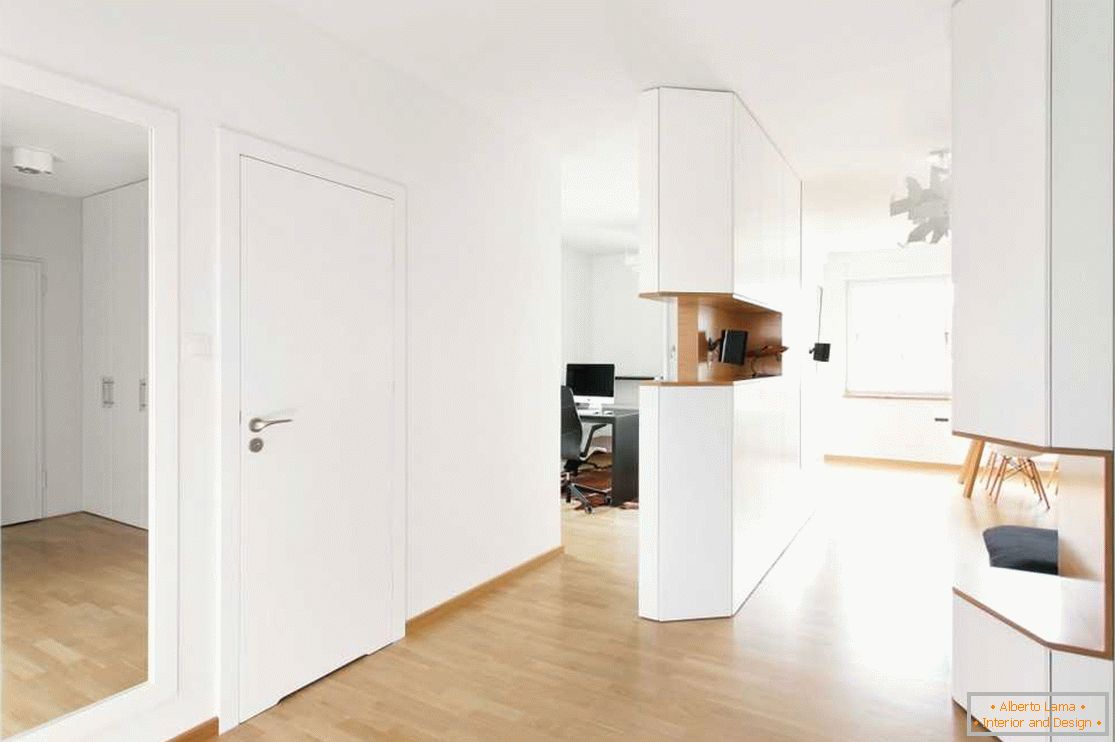 Light door in the interior in the style of minimalism