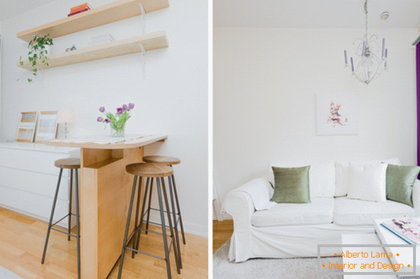 Registration of studio apartment in light Scandinavian style