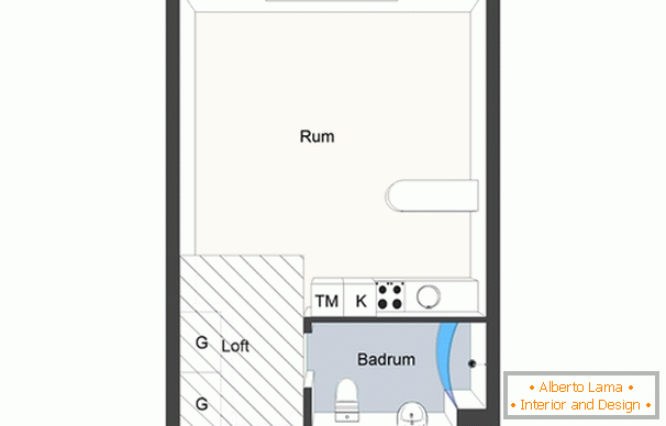 Registration of studio apartment in light Scandinavian style