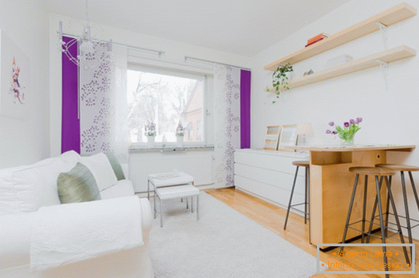 Registration of studio apartment in light Scandinavian style