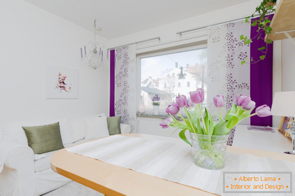 Registration of studio apartment in light Scandinavian style