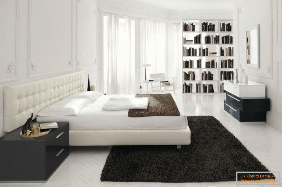 Black carpet on white bedroom floor