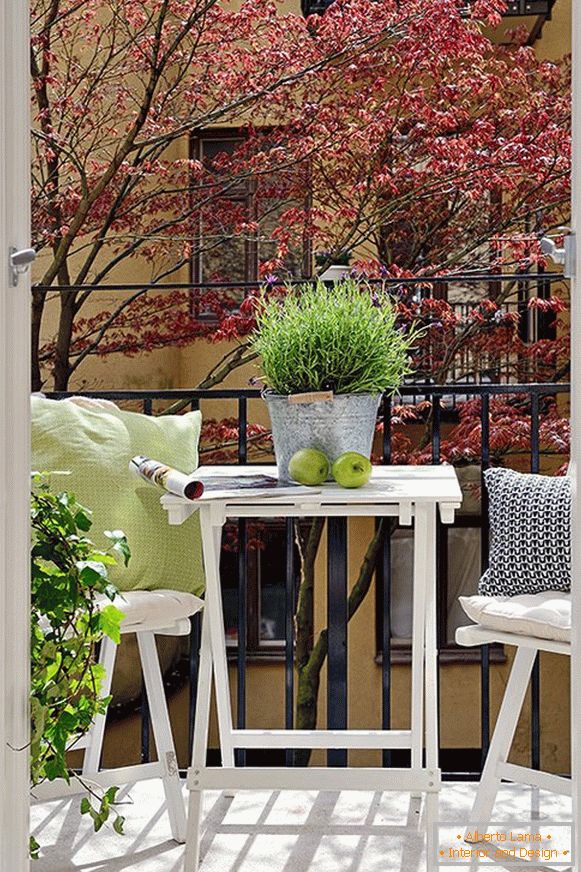 Folding furniture on the balcony