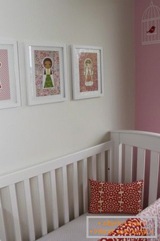 Shelving in a small nursery for a girl