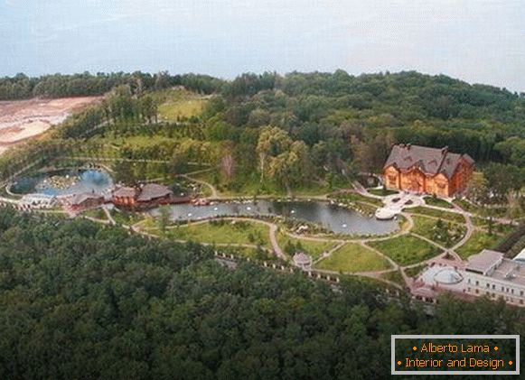 Mezhyhirya. The top view of the abandoned estate of Yanukovych