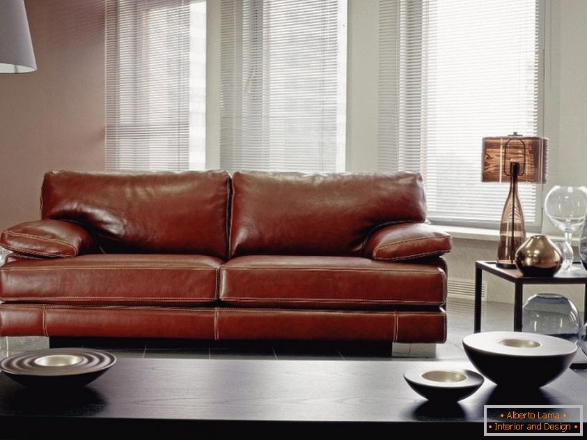 Leather sofa in the living room