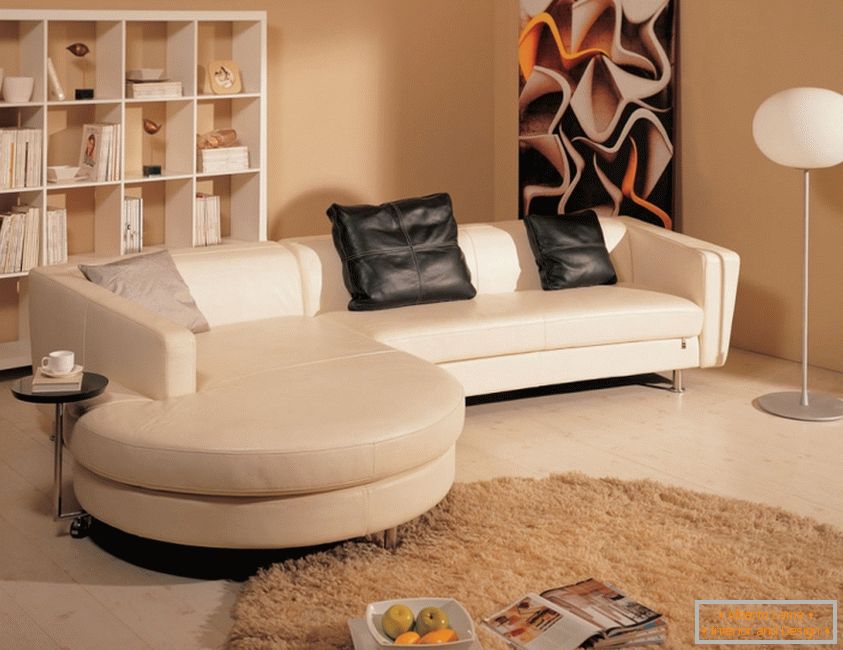 Upholstered furniture in the living room in beige tones