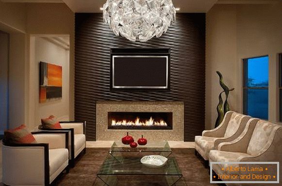 Is it possible to hang over an electric fireplace - фото в интерьере