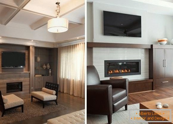 TV over the fireplace in the interior - photos of beautiful solutions