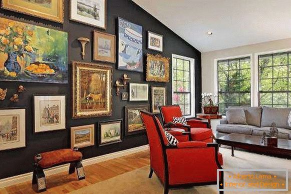 How to decorate the black walls in the interior