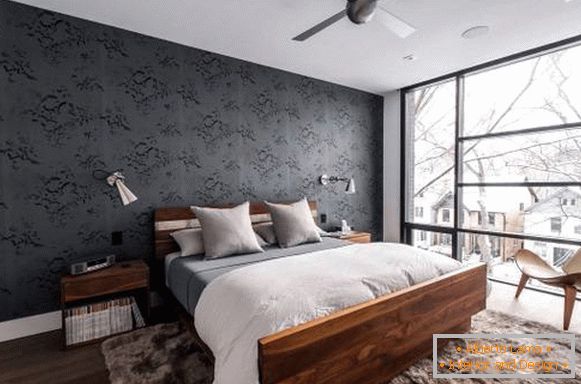 Dark wallpapers in the interior - photos of gray in the bedroom
