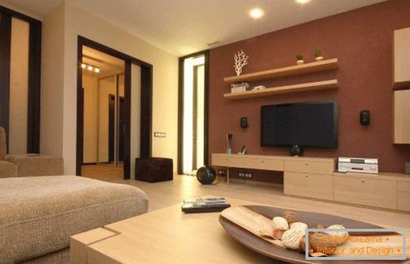 Dark walls in the interior - photos in brown color